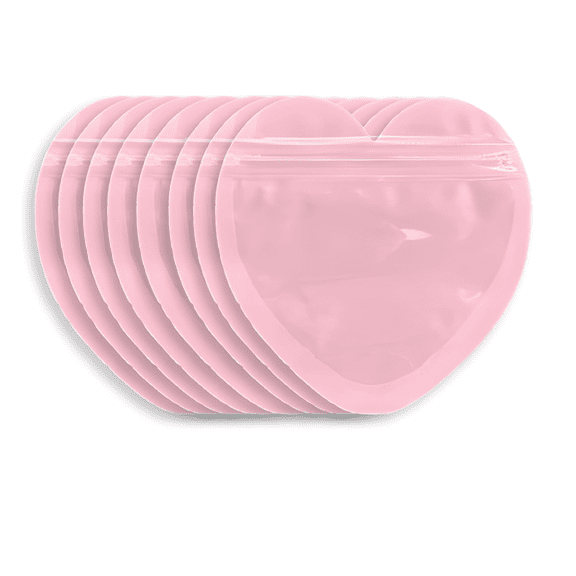 100PCS Pink Heart Shape Mylar Bags , 4x4 Inch Clear Resealable Ziplock Packaging Bags for Jewelry Earrings Trinkets Business Supplies, Craft Organizer Storage Bags