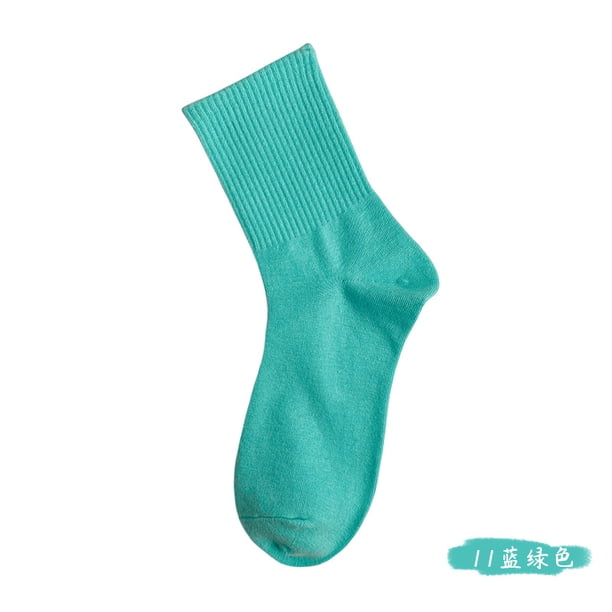 Xiao Hua 10 pares de calcetines de algodón para mujer, finos, suaves, cómodos, transpirables, de vestir, por encima del tobillo, para negocios e informales (verdes).