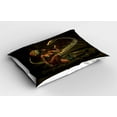 thumbnail image 2 of Ambesonne Fantasy Pillow Sham 2 Pack, Mystery Girl Huge Snake, 30"x20", Green Brown Cinnamon, 2 of 3