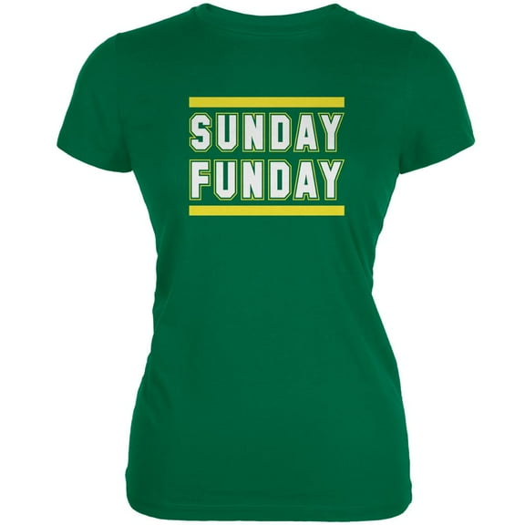 Sunday Funday Green Bay Kelly Green Juniors Soft T-Shirt - Large