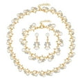 thumbnail image 4 of UDIYO Women Bride Faux Pearl Rhinestone Necklace Stud Earrings Bracelet Jewelry Set, 4 of 6