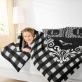 thumbnail image 5 of Feelyou Initial L Letter Bedding Comforter Set, Hippie Tribal Mandala Twin Comforter Sets, Simple Fashion Checkered Reversible Bedding Set, Microfiber Bedroom Decor, 2pcs, 5 of 9