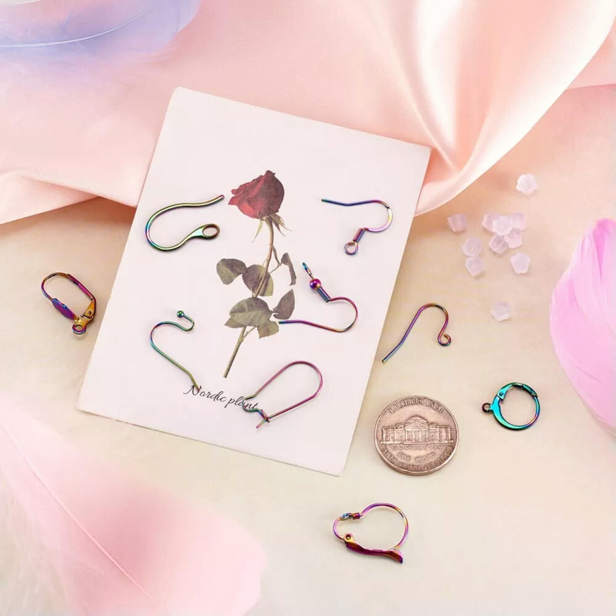 U8MO 1 Box Rainbow Color Leverback Earring Hoop Earring Hooks DIY Jewelry Making Kits