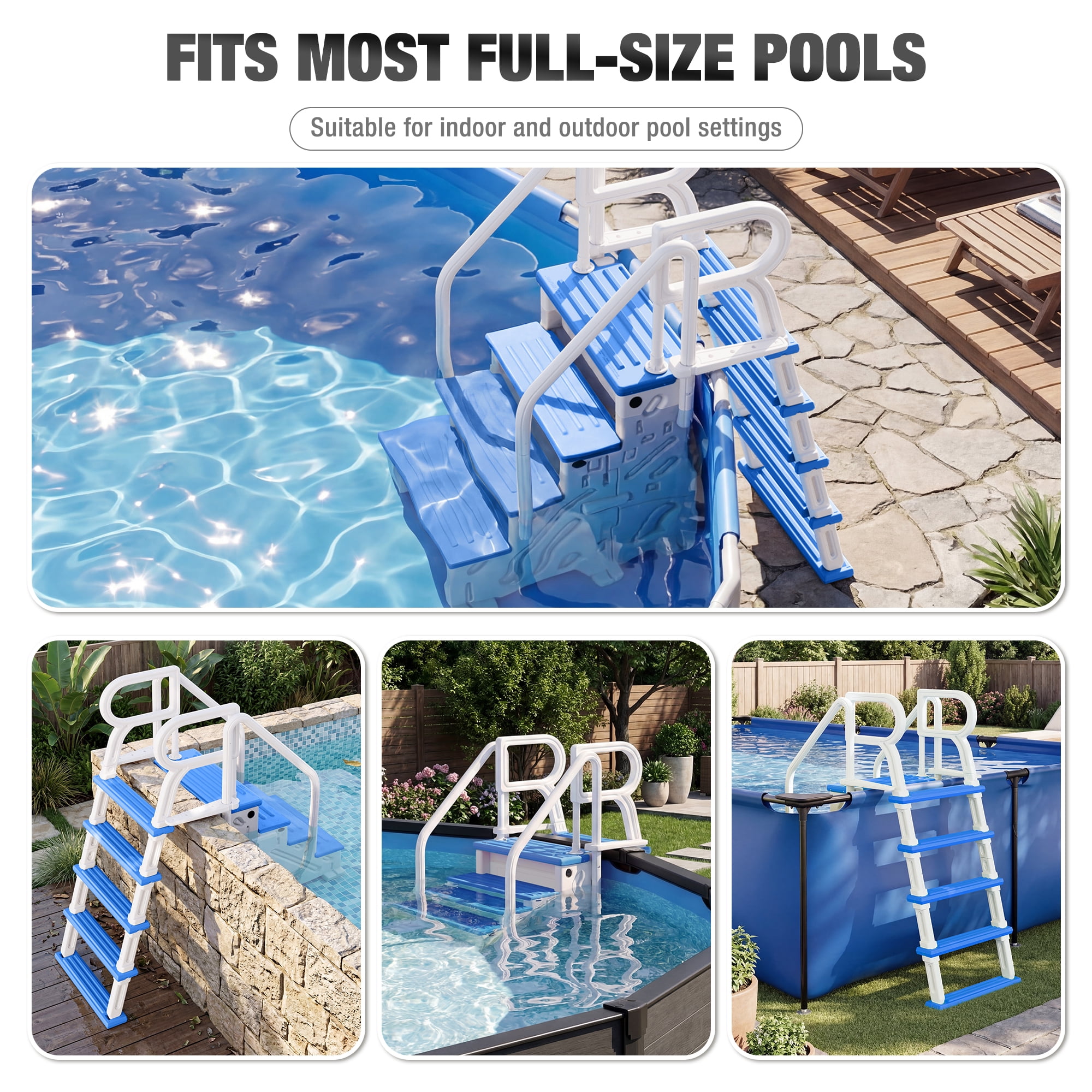 Betisef Pool Ladder above Ground, Heavy Duty 4-Step Pool Ladder with Dual Handrails and Non-Slip Steps, 500 LBS Load Capacity, for 46-58 Inch
