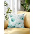 thumbnail image 2 of Waterproof Outdoor Throw Pillows with Inserts 16"x16", Teal Spring Floral Soft Decorative Pillowcases for Couch Bedroom, Summer Botanical Watercolor Vintage Pillow Covers for Sofa Living Room, 2 of 8