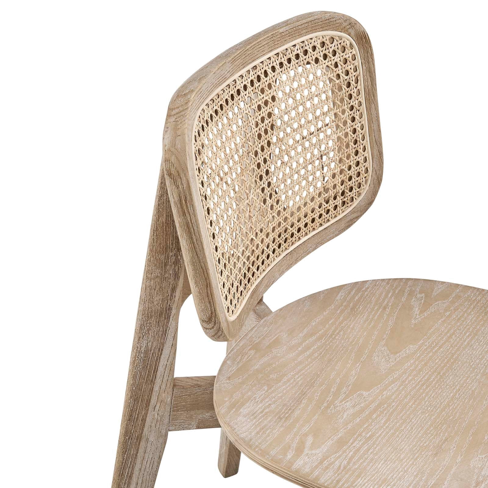 Modway Habitat 18" Wood and Rattan Dining Side Chair in Gray