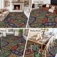 thumbnail image 5 of Vintage Boho Area Rugs 5'x7', Washable Small Throw Rugs for Laundry Room Playroom, Ethnic Floral Geometric Green Blue Red Indoor Outdoor Rug Non-Slip Low Pile Carpet Runner Reversible Floor Mats, 5 of 8