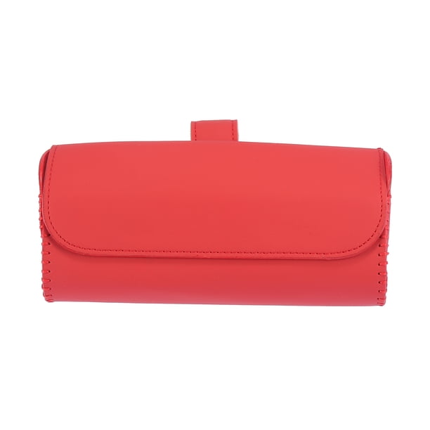 Red PU Leather Sunglasses Holders Eyeglasses Clip Storage Glasses Case for Car Sun Visor