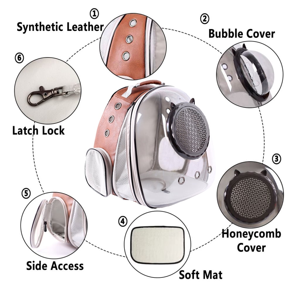 Expandable Cat Carrier Backpack, Backpack for Cats Kitten Small Puppy, Airline Approved Cat Bubble Backpack, Space Capsule Astronaut Carrier