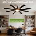 thumbnail image 6 of 72" Ceiling Fan with Lights, 8-Blade Large Modern Ceiling Fan with Remote, DC Motor, 6 Speed Reversible, Dimmable 3 CCT Indoor/Outdoor Fan for Living Room, Patio, Garage, Black, 6 of 7