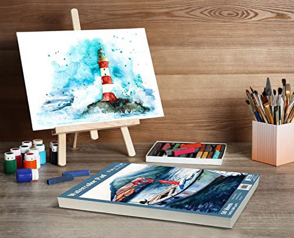 9" x 12" Watercolor Pad, 3 Pack (150 Extra Heavyweight Sheets), 140 lb/300gsm, by Better Office Products, Gaouche Book with Fold-Over Cover, Gum Bound Easy Tear, Acid Free, Cold Press, Natural White