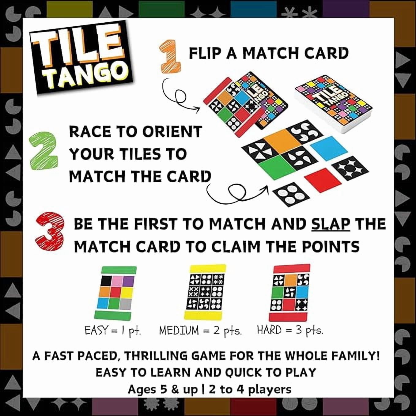 Tile Tango Matching Game for Kids and Families, Fast Paced Tile Matching Board Game, Educational Pattern Recognition Game for Ages 5+, 2 to 4 Players