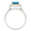 thumbnail image 4 of 3.05ct Brilliant Emerald Cut Turquoise 18K White/Rose Gold Halo Solitaire with Accents Engagement Bridal Wedding Ring Band Set size 6.25, 4 of 7
