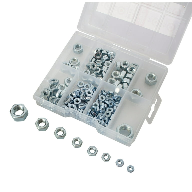 Hyper Tough 178-Piece Hex Nut Assortment with Case, 3305, Carbon Steel, .98 lb