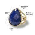 thumbnail image 4 of Genuine Lapis Lazuli Ring, Crystal Ring for Women, Gemstone Jewelry for Birthday/Anniversary Gift, Drop-Shaped Stone Gold Ring, 4 of 6
