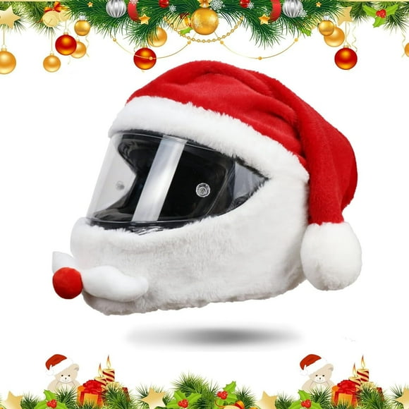 Funda de felpa navideña para casco de moto HTLNUZD, divertida