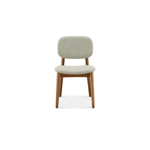 Modholic Cooper Dining Chair, Walnut Stain, Ivory (Set Of 2)