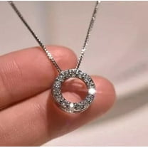 2Ct Round Cut Lab-Created Diamond Circle Pendant 14k White Gold Plated Silver