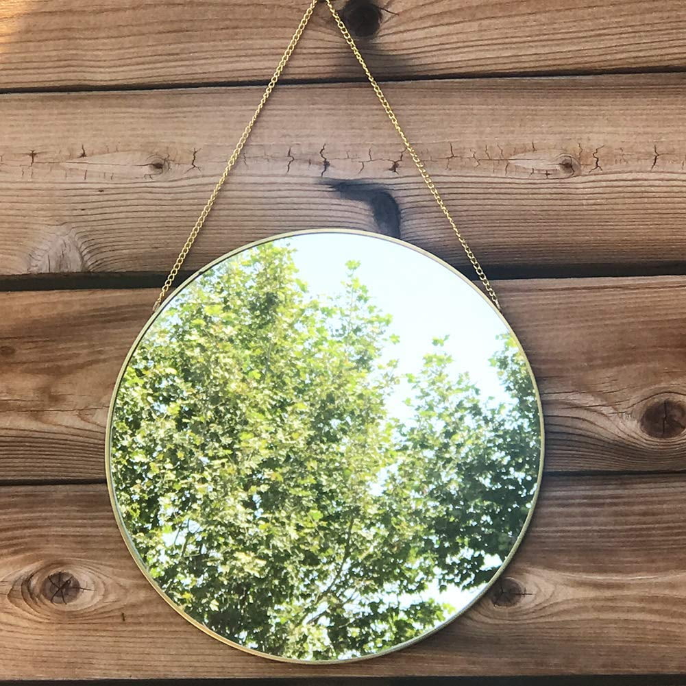 Black Dahey Wall Hanging Mirror Decor Gold Round Mirror with Hanging Chain for Home Bathroom Bedroom Living Room,11.75X11.75