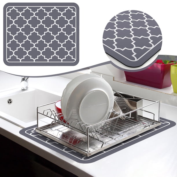 ¡Precio rebajado! Tapete para secar platos, tapete de drenaje grande, tapetes para secar platos súper absorbentes para encimera de cocina, tapete de secado de cocina con respaldo de goma por un períod