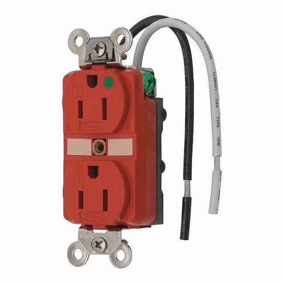 Hospital Grade Tamper-Resistant 15 Amp Receptacle Red