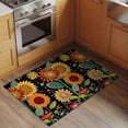 thumbnail image 2 of 2x3 Ft Entryway Area Rug, Vintage Sunflower Kitchen Rug Runner Washable Floor Mat, Black Boho Ethnic Summer Botanical Non Slip Indoor Door Mat Throw Carpet for Bathroom Living Room Bedroom, 2 of 8