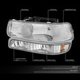 thumbnail image 2 of DNA Motoring For 99-02 Silverado 00-06 Suburban Tahoe Headlight Bumper Parking Lamps Chrome Amber, 2 of 6