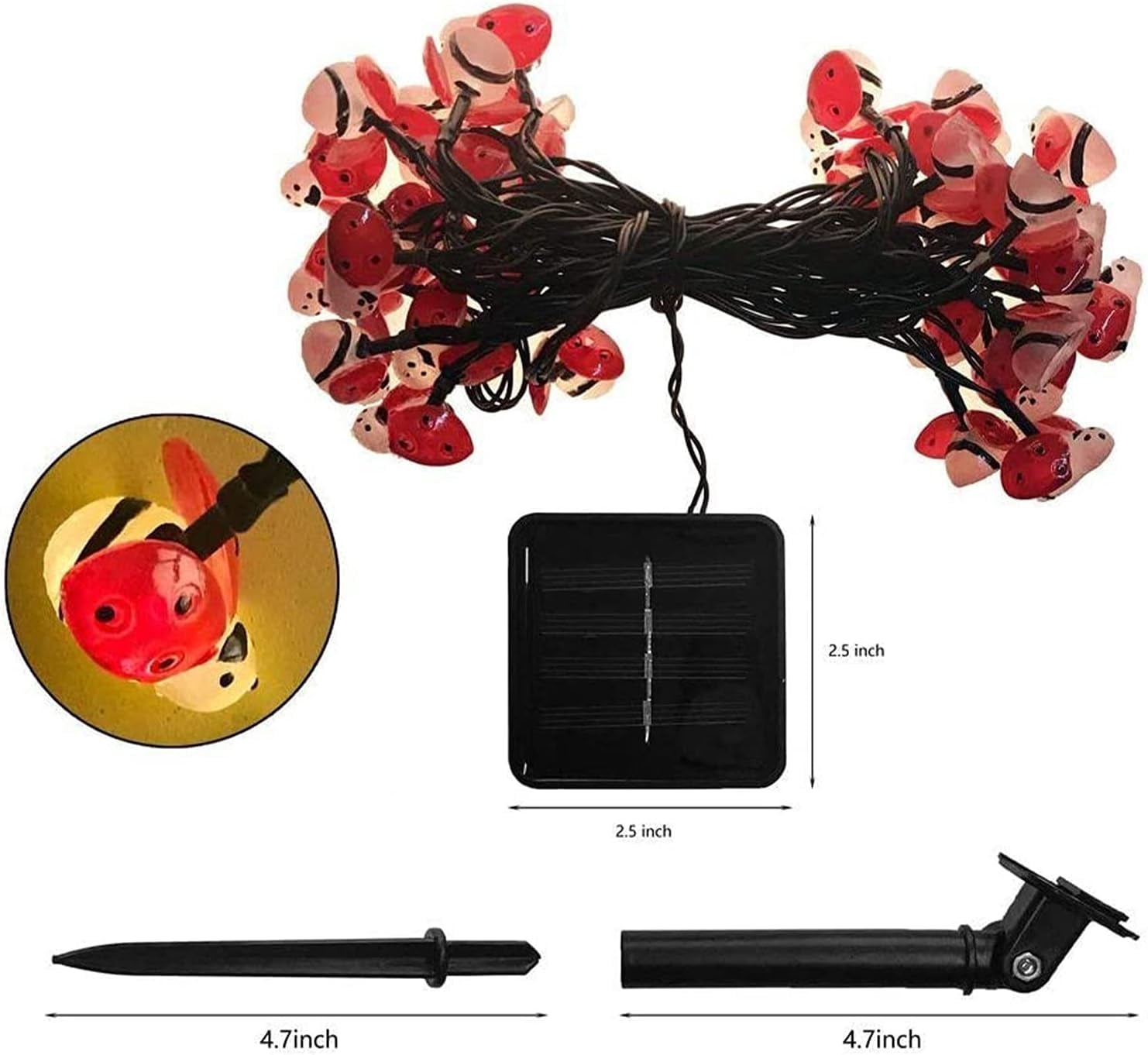Ladybug Fairy Lights, Beetle String Lights for Bedroom Garden Patio Wedding Party Indoor Outdoor Decoration