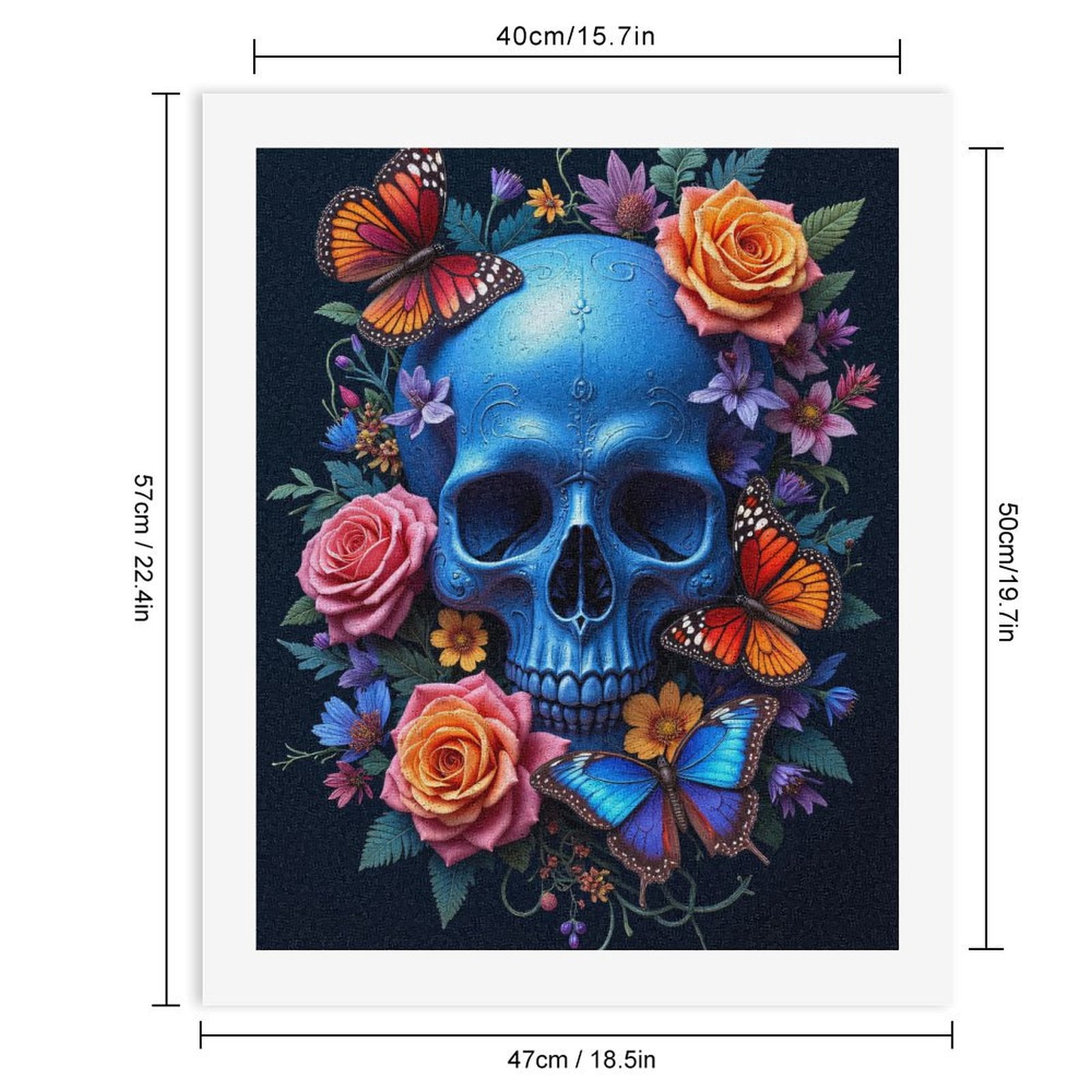 Paint By Numbers Kit for Adults Beginner - DIY Skull Floral Butterflies Art Canvas Painting Kits for Adults, Frameless Paint By Number for Adults for Home Wall Decor 16x20 Inch