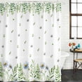 thumbnail image 2 of Farmhouse Botancial Shower Curtain, Waterproof Shower Curtains for Bathroom, Pastoral Daisy Leaves Watercolor Washable Fabric Bathtub Curtain Set Bath Decor with 12 Hooks Standard 72"x72", 2 of 8