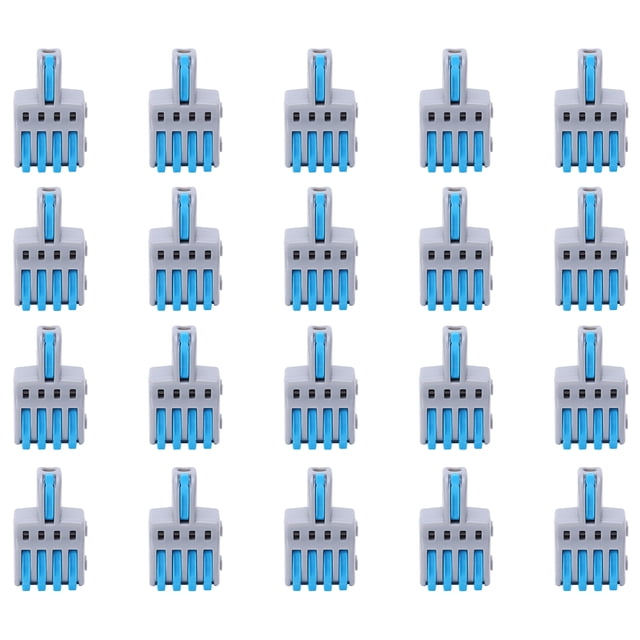 Conector de cable de 20 piezas 1 en 4 salida PushType Splitter Conductor bloque de terminales piezas eléctricas (azul)