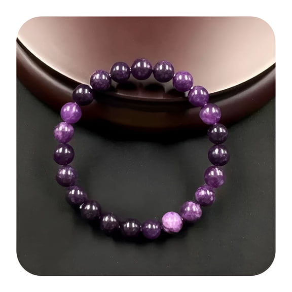 DESIGNICE Stress Relief Anxiety Bracelet,Purple Stone Adjustable Elastic String Bracelet Stone Mantra Bracelets for Women Natural Beaded Birthday Gifts Inspirational Bracelet for Men