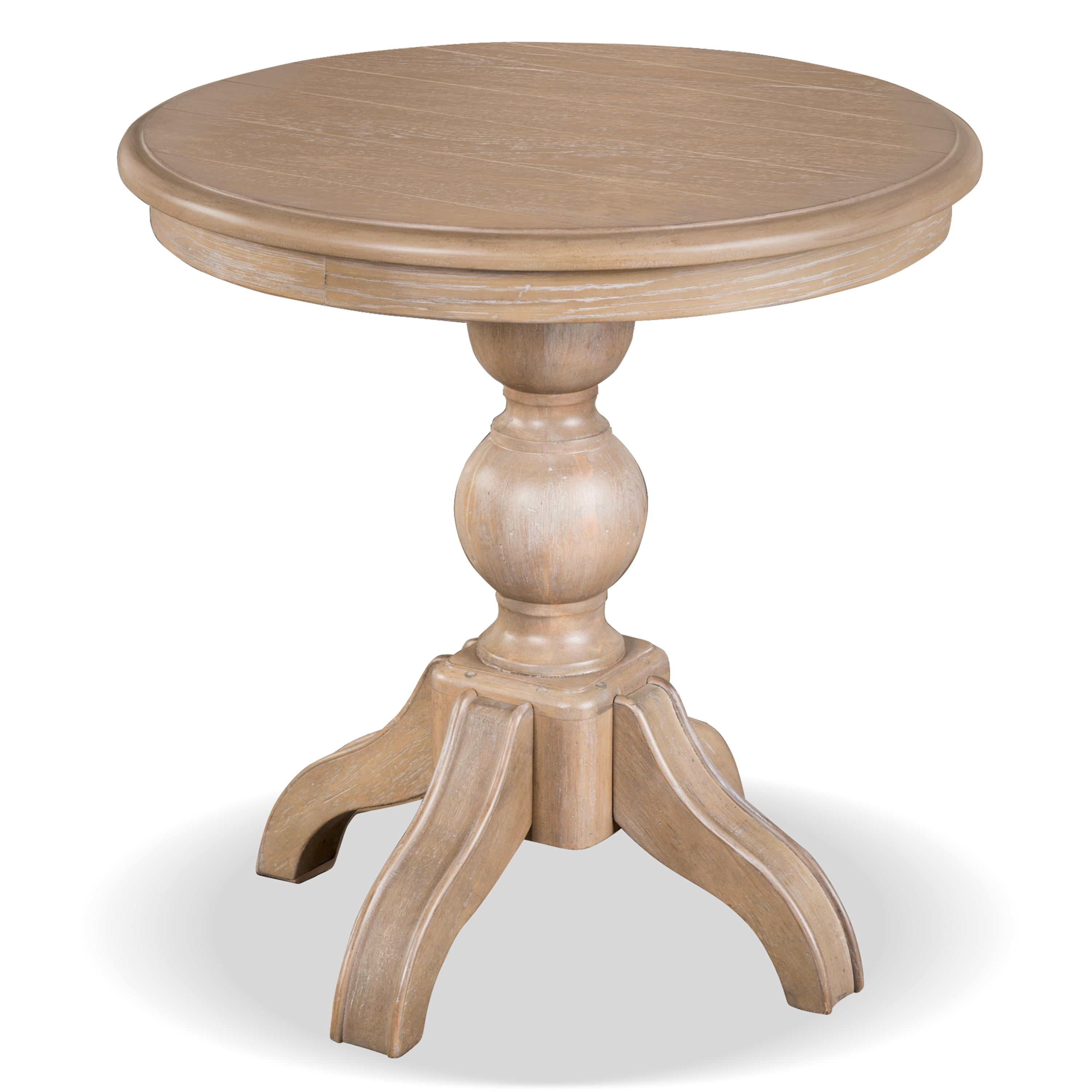 Furniture of America Lociste Farmhouse Solid Wood Round End Table, Light Washed White