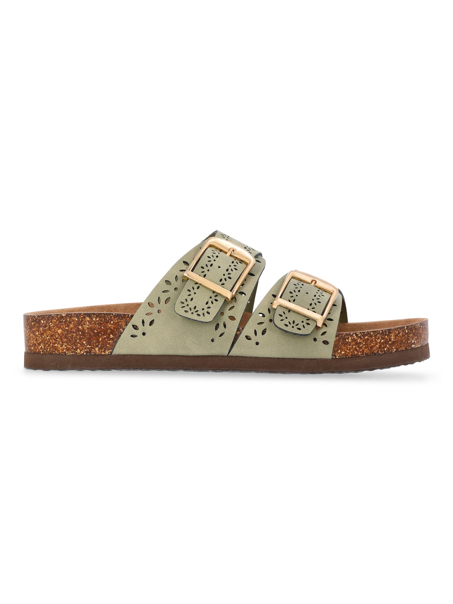 Time and Tru Women's Footbed Slide Sandals (Wide Width Available)
