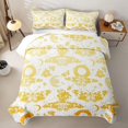 thumbnail image 2 of Homewish Goth Skull Moth Quilt Full,Moon Floral Full Bedspread Sets,Yellow,Halloween Duvet,3-Piece, 2 of 7