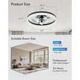 thumbnail image 6 of DESINO 20in Ceiling Fan with Light, Black Low Profile Fandelier, Remote & APP Control, Modern Flush Mount LED Fan Light with 3CCT and 6 Wind Speeds, Smart Ceiling Fan for Living Room Bedroom Kitchen, 6 of 12