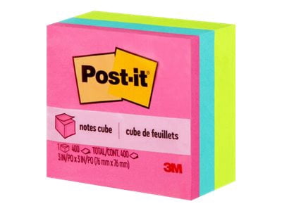 Post-it® Notes Cube 2027-BRT, Bright Colours, 3 in x 3 in (76 mm x 76 mm), 1 Cube/Pack, 400 Sheets/Cube