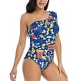 thumbnail image 3 of Sikiie Cute Popcorn Print Women One Piece Swimsuits Tummy Control One Shoulder Bathing Suits Ruffle Swimwear, From S to XXL-Medium, 3 of 6