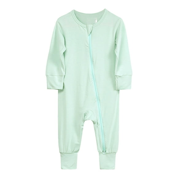Kcodviy infant Baby Cotton Gender Neutral Baby Clothes Rompers Footless Pajamas Zipper Baby Summer Pajamas Long Sleeve Sleeper Jumpsuit
