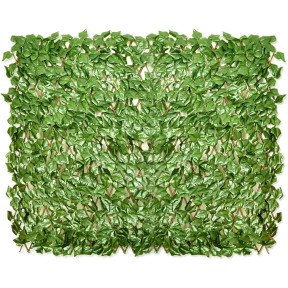 Expandable Fence Privacy Screen, Stretchable Artificial Faux Ivy Hedge Green Leaves Wall Fencing Panel Heavy Duty for Balcony Patio Outdoor, Décor Single Sided 15" x 48" 3pcs