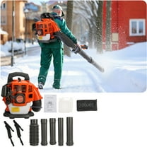 Happydeer Snow Blower, 52CC 2-Stroke Backpack Leaf Blower, 1.25 KW 550CFM Gas Powered Blower with 5 Extension Tubes for Outdoor Cleaning, 17.4 lbs