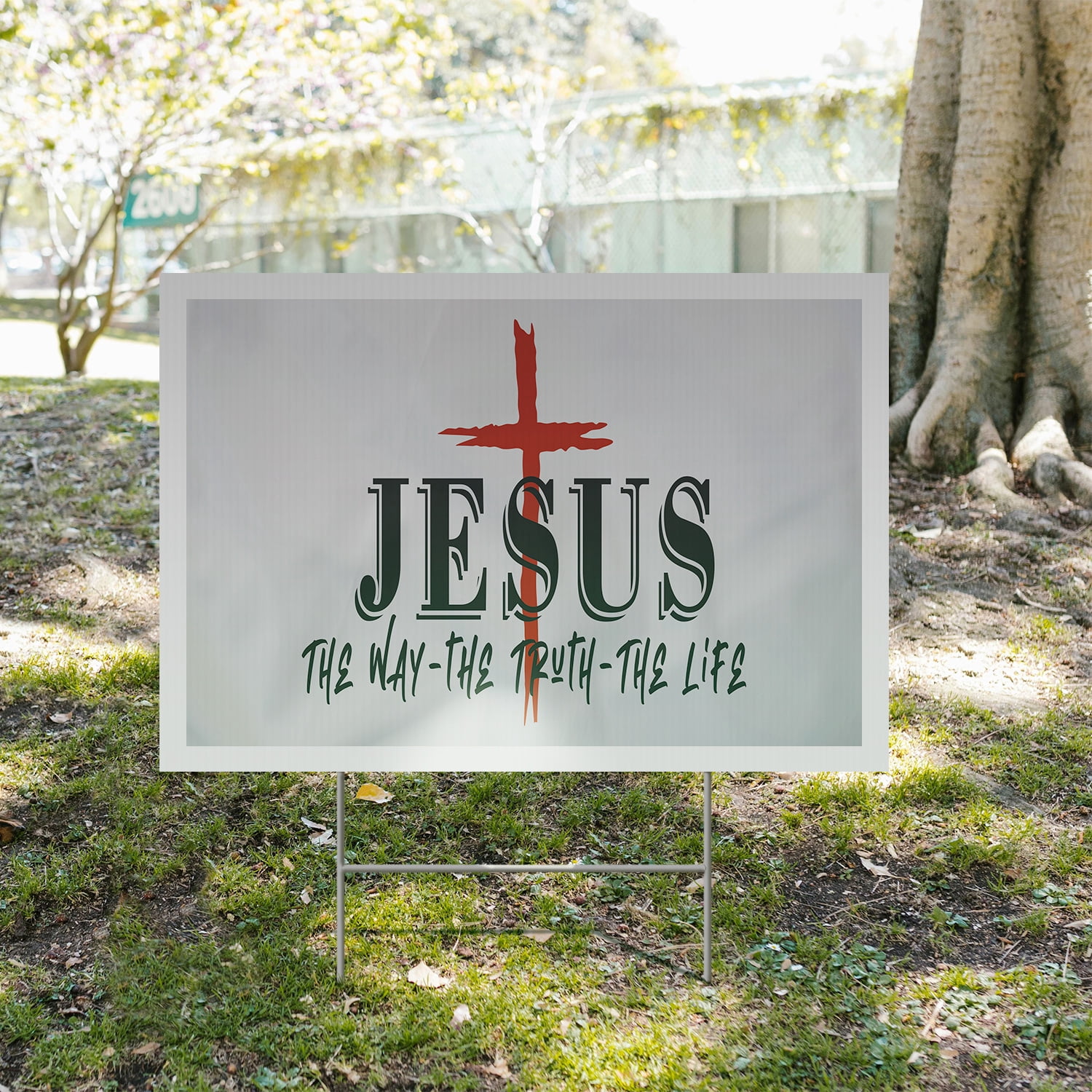Jesus the Way the Truth the Life Yard Sign 2 Pack of 24 Inch x 36 Inch Single Sided Weatherproof Heavy-Duty Plastic with Stake | Christian Faith, Biblical Message, Durable Material |