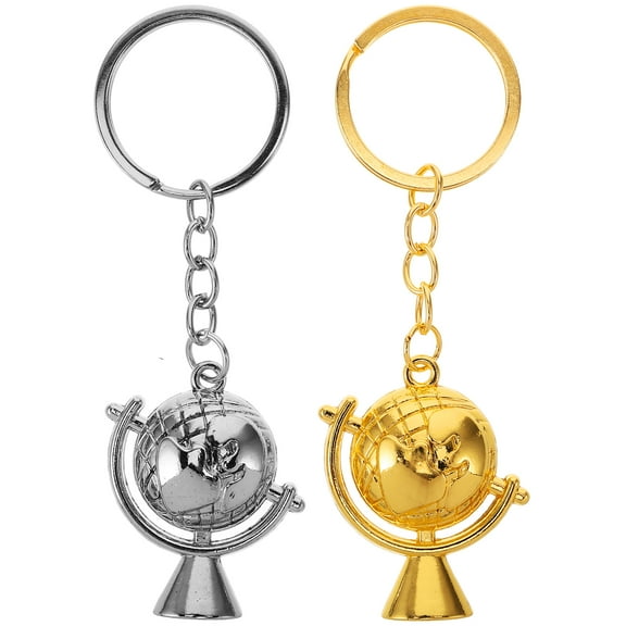 Novelty World Globe Key Chain with Durable Zinc Alloy Material 2pcs