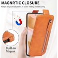 thumbnail image 5 of Zipper Wallet Case for Xiaomi 12T with Card Holder Slot, PU Leather Adjustable Kickstand Flip Handbag Phone Cover for Xiaomi 12T/12T Pro SDLL Orange, 5 of 14