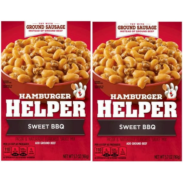 2 Pack Hamburger Helper, 2 boxes of Hamburger Helper Sweet BBQ 5.7 oz each