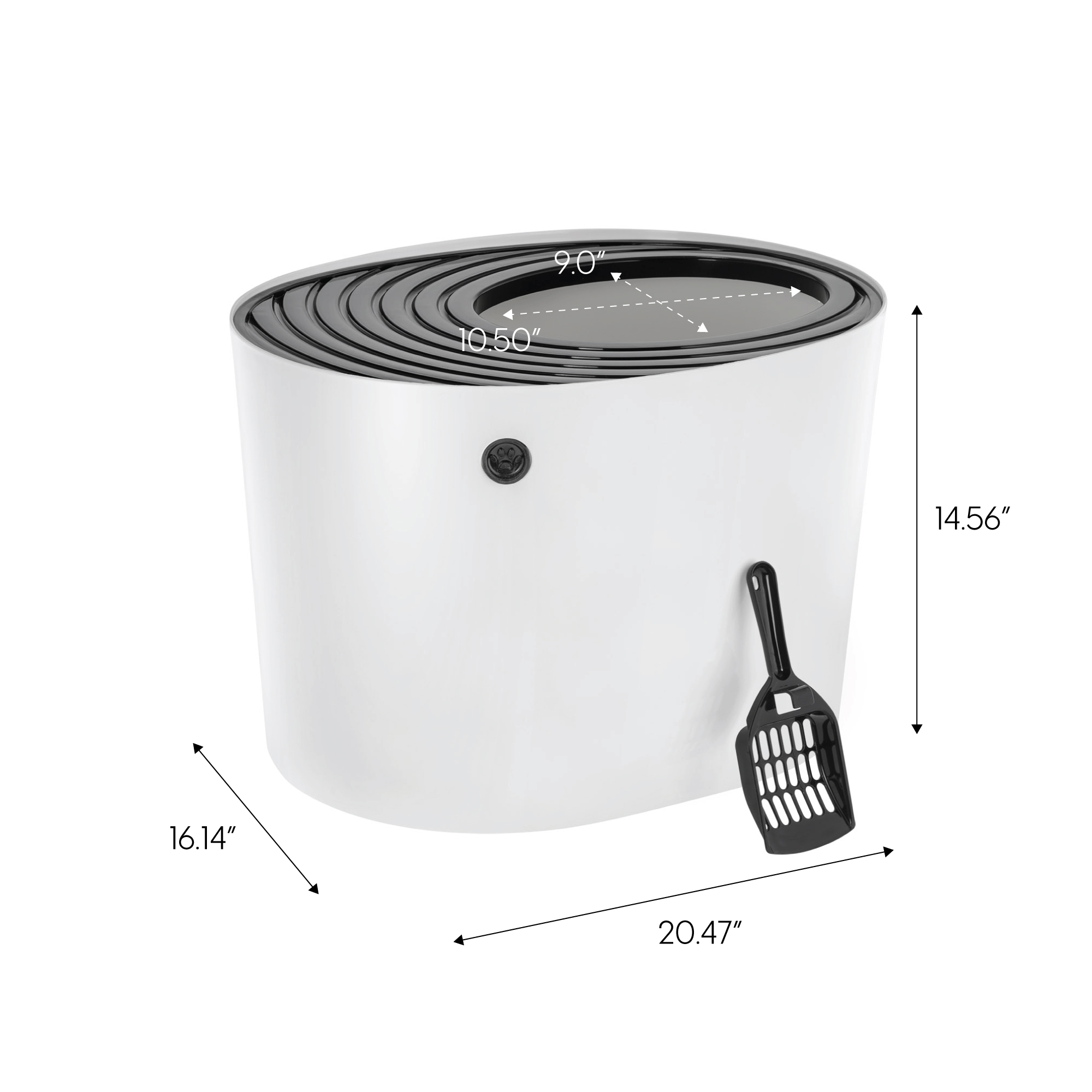 IRIS USA Top Entry Cat Litter Box, Round Enclosed, White/Black photo 7