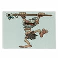 thumbnail image 1 of Skull Cutting Board, Prehistoric Witch Doctor Holding a Staff with a Skull in His Hands Illustration, Decorative Tempered Glass Cutting and Serving Board, Small Size, White and Brown, by Ambesonne, 1 of 1