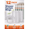 thumbnail image 4 of 12 Pack Shower Curtain Rings Hooks Plastic Snap Closure Easy Glide Rust Free Fits All Standard Shower Rods Clear, 4 of 6