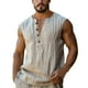 thumbnail image 2 of pstuiky Camisetas sin mangas para hombre, Camisa informal de verano para hombre, color liso, sin mangas, con botones y cuello redondo. Chaleco para hombre s, 2 of 6