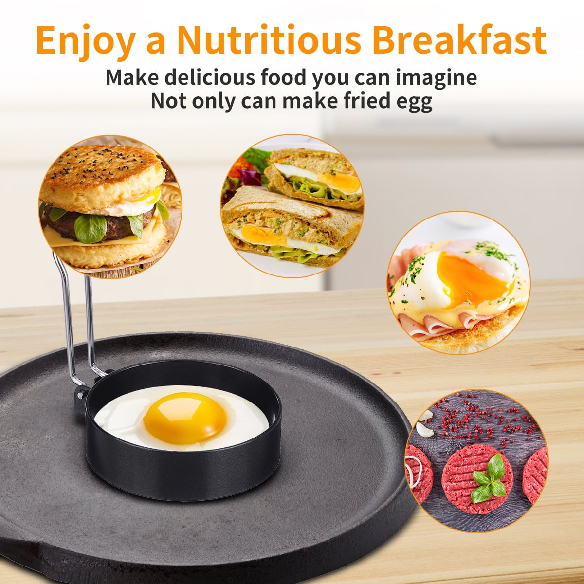 Silicone Non Stick Fantastic Egg Pancake Maker Ring Kitchen Baking Omelet  Moulds Flip cooker Egg Ring Mold CF-226
